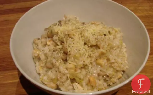 Risotto ai funghi, porri e anacardi