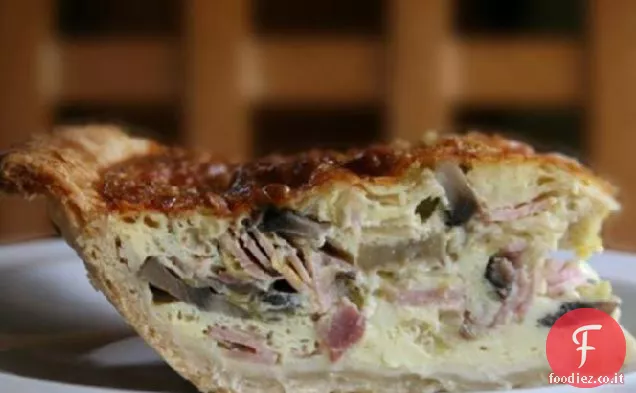 Quiche di porro, prosciutto e funghi