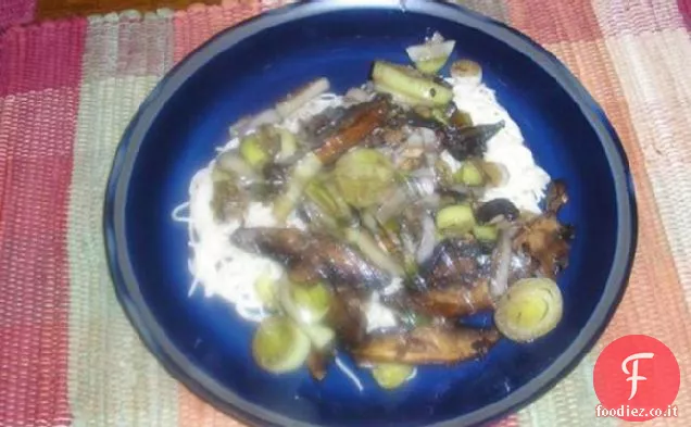 Pasta Capelli d'Angelo Con Portabelle, Porri e Aceto Balsamico