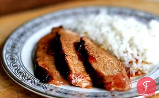 Filetto di maiale alla griglia con glassa di marmellata d'arancia