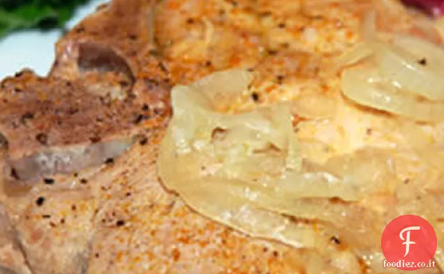 Facile caramellato cipolla braciole di maiale