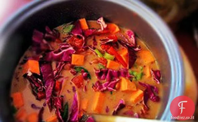 Cavolo viola e zuppa di patate dolci