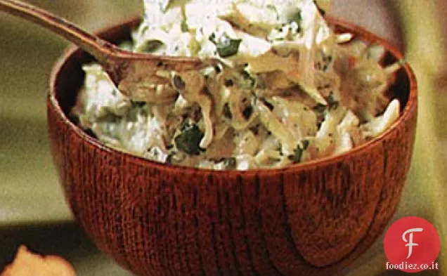 Tuffo di granchio e cocco con patatine di piantaggine