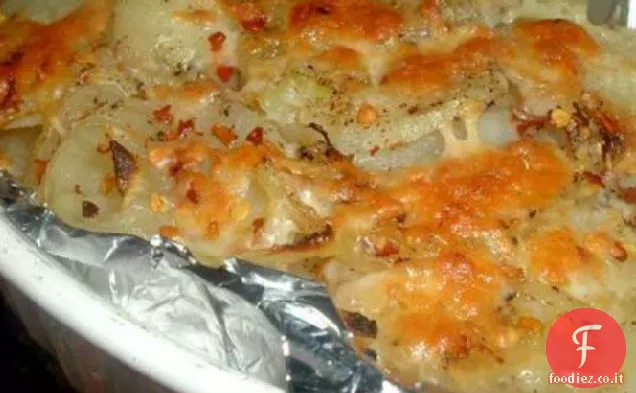 Patate al forno e torta di cipolle