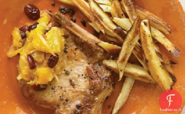 Chutney arancione su braciole di maiale