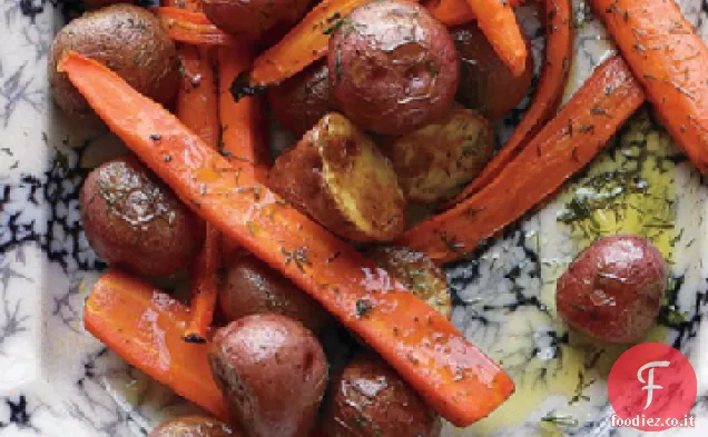Carote arrosto e patate con aneto