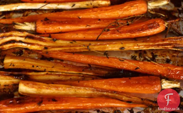 Pastinache e carote smaltate di acero
