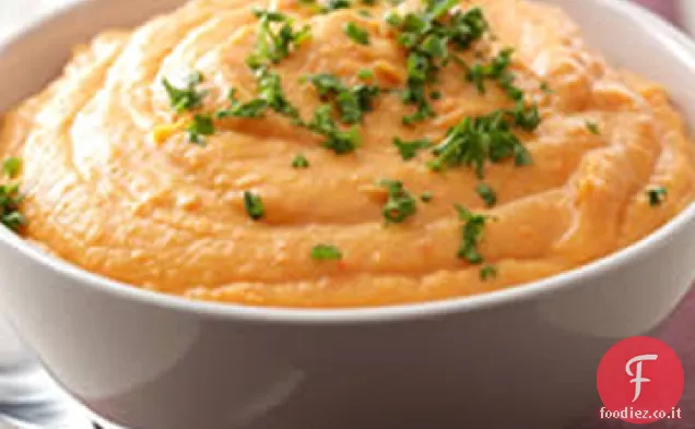 Purea di patate dolci arrostite e carote