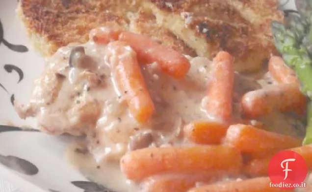 Padella Petto di pollo Cena con sugo salato e verdure