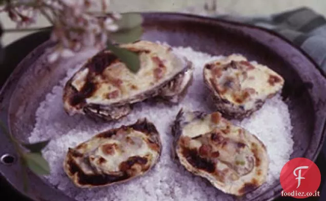 Ostriche alla griglia con Crema di Sedano e Prosciutto Virginia