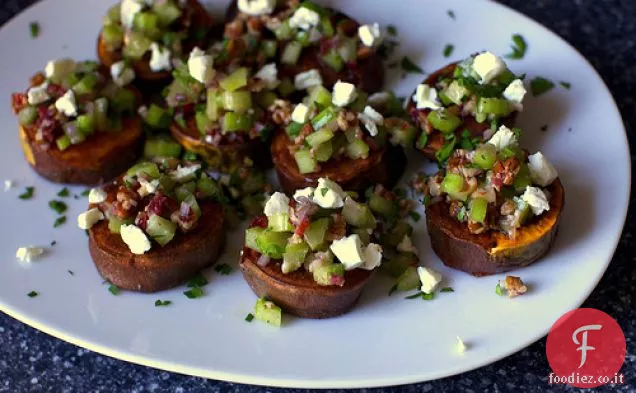Patate dolci con noci pecan e formaggio di capra