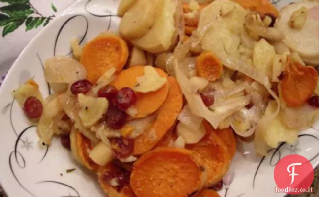 Radice vegetale e mirtillo cuocere