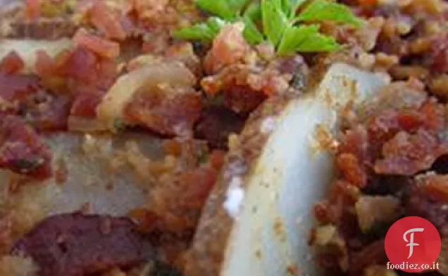 Patate a fette con pancetta e prezzemolo