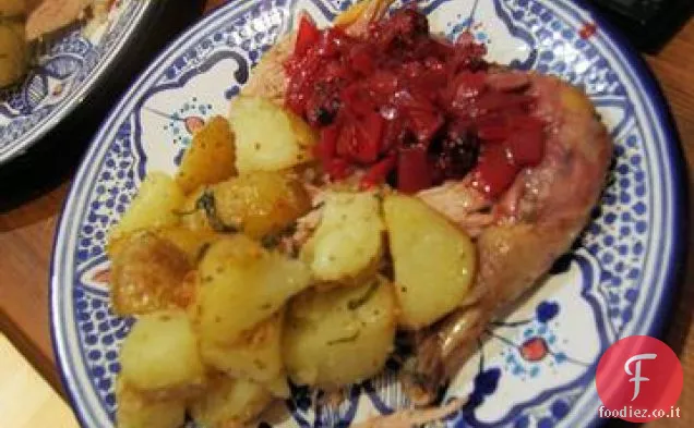 Dragoncello arrosto e patate all'aglio