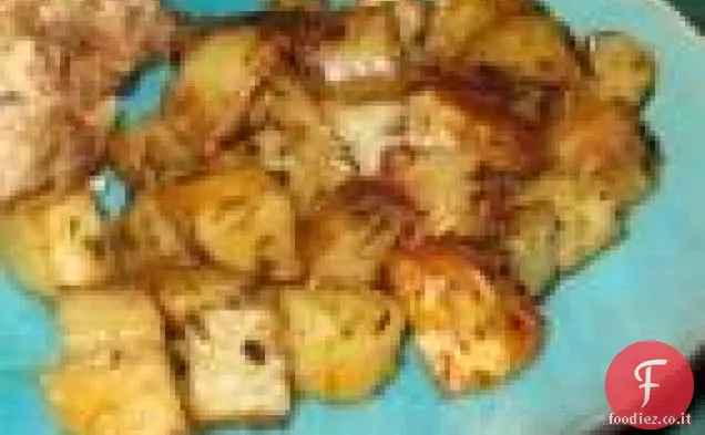 Patate, pancetta e formaggio blu cuocere