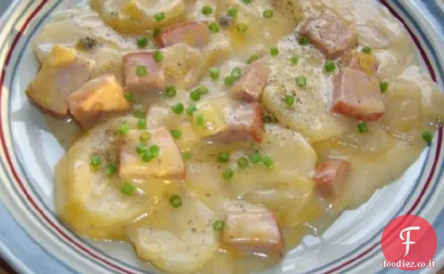 Paese smerlato patate e prosciutto (pentola di coccio)