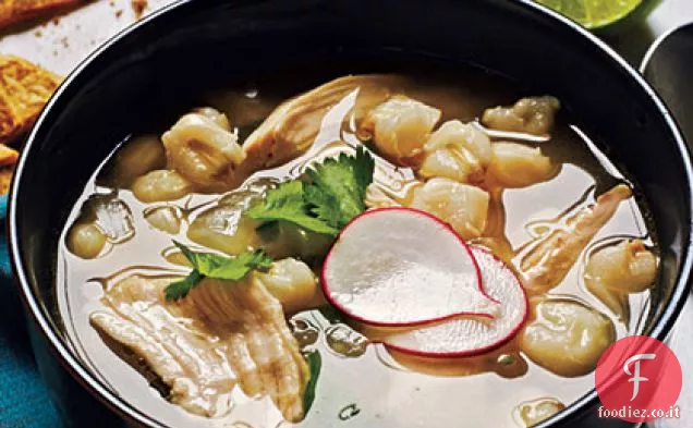 Zuppa di pollo messicano-Hominy