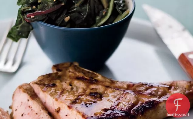 Braciole di maiale alla griglia con Acciughe e bietole