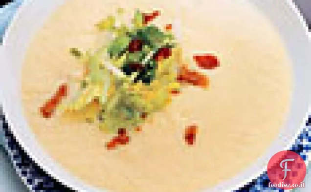 Zuppa di sedano con pancetta e mela verde