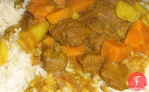Curry di manzo e patate dolci