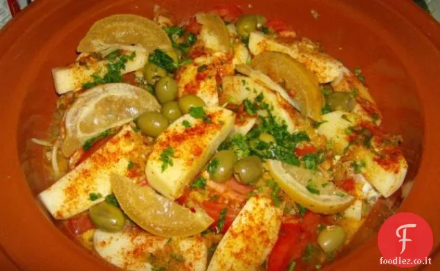 Tajine di pollo con limone conservato e olive