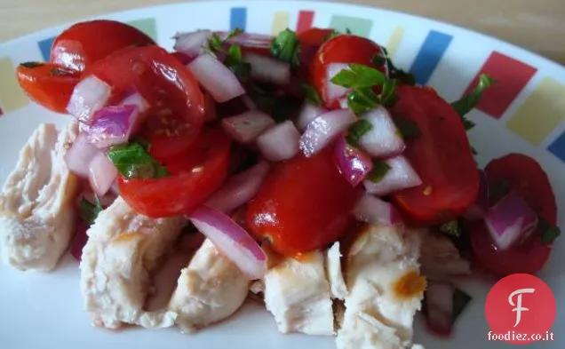 Pollo alla griglia con salsa di pomodoro e lampone