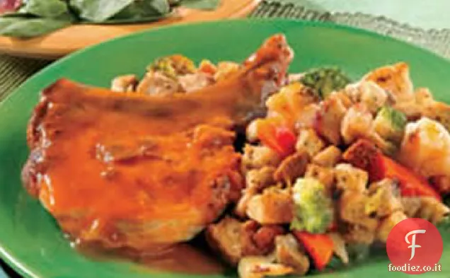 Braciole di maiale al forno con ripieno da giardino