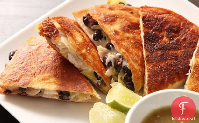 Quesadillas di tacchino arrosto e fagioli neri