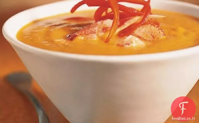 Zuppa di zucca al curry con granchio