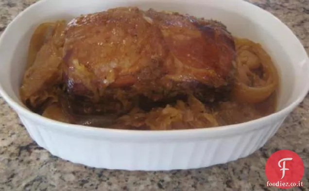 Fornello lento (pentola di coccio) Lombo di maiale arrosto e kraut