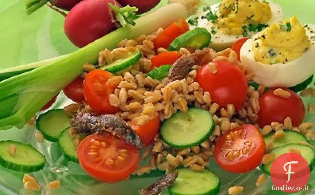 Insalata di Farro e Pomodoro con Basilico e Acciughe