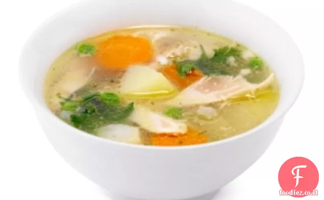 Zuppa di pollo intelligente cuore con palline di matzo integrale