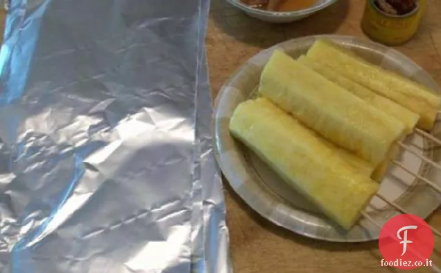 Alla griglia Banana e ananas Fruitsticks