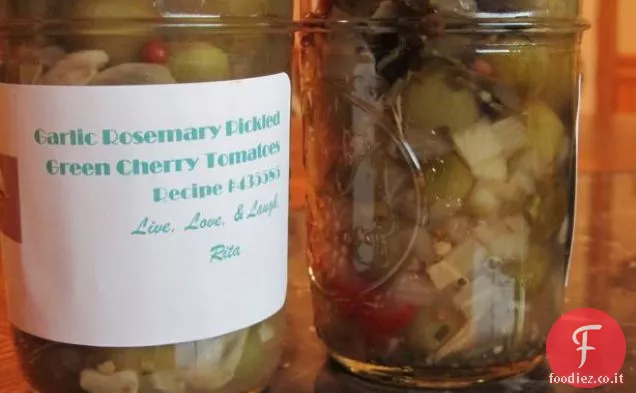 Aglio Rosmarino Pomodori ciliegia verdi in salamoia