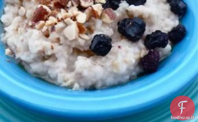 Avena e mandorle condite con mirtilli (Vegan, Mingau De Aveia