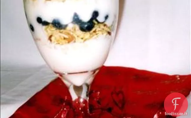 Parfait di muesli ai mirtilli