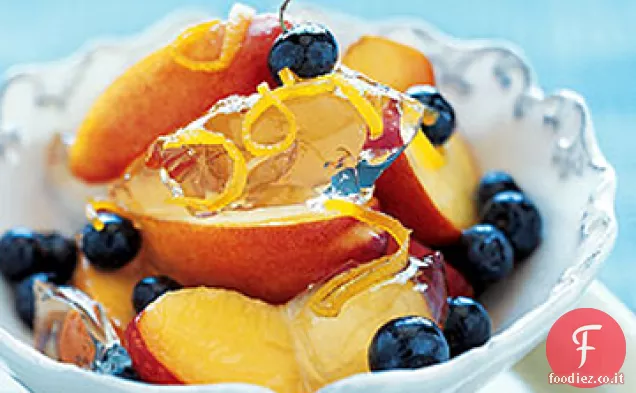 Gelatina di Prosecco con Nettarine, Mirtilli e Scorza d'Arancia Candita