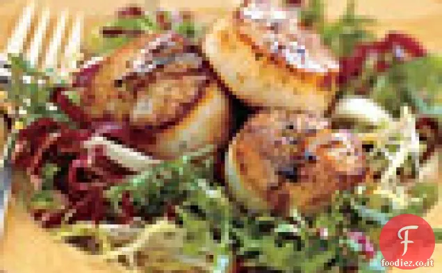 Capesante di mare scottate con Aceto di Banyuls e cicoria Slaw