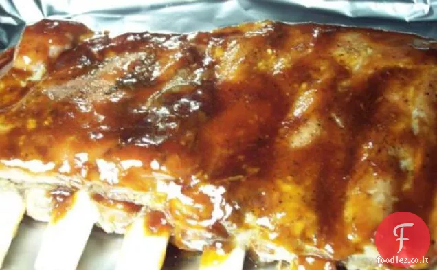 Bambino indietro Ribs con Espresso BBQ Salsa