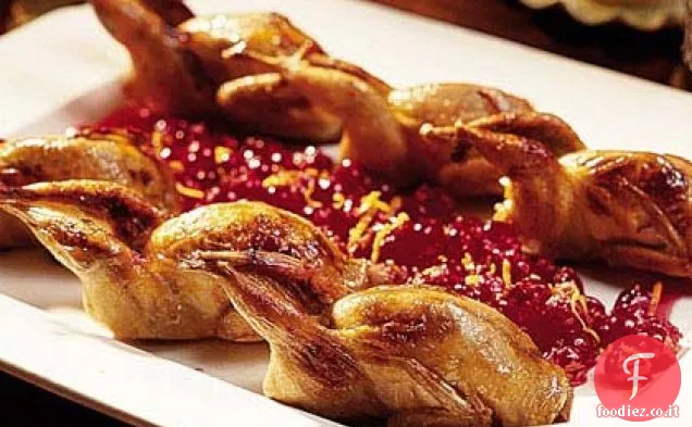 Quaglia arrosto con ripieno di mirtillo-arancia-pecan