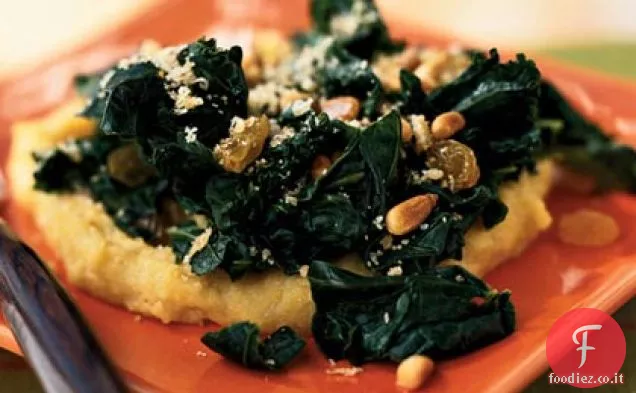 Verdi alla siciliana sulla polenta