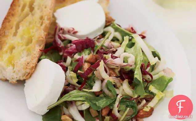 Verdure amare con mandorle e formaggio di capra