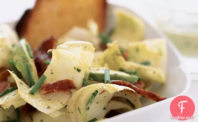 Insalata di indivia e pancetta con salsa di avocado