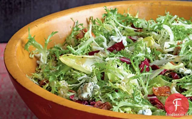 Insalata di frisée con Vinaigrette di acero e pancetta