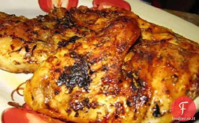 Pollo arrosto con pasta di aglio e rosmarino