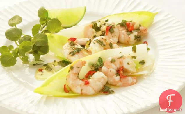 Gamberetti con menta, Cile e zenzero