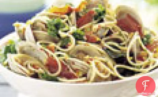 Vongole grigliate con Spaghetti, Prosciutto e Verdure miste
