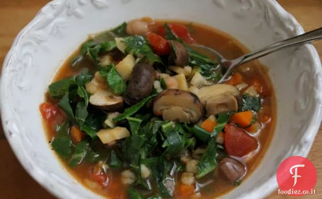 Ricetta vegetariana zuppa di funghi orzo