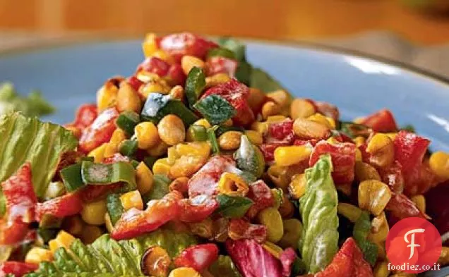 Verdure con insalata di mais e pepe arrosto