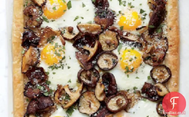 Shiitake e crostata di uova